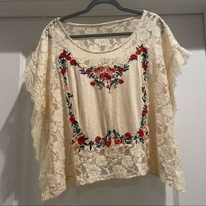 Kimchi Blue Lace Floral Blouse, XS